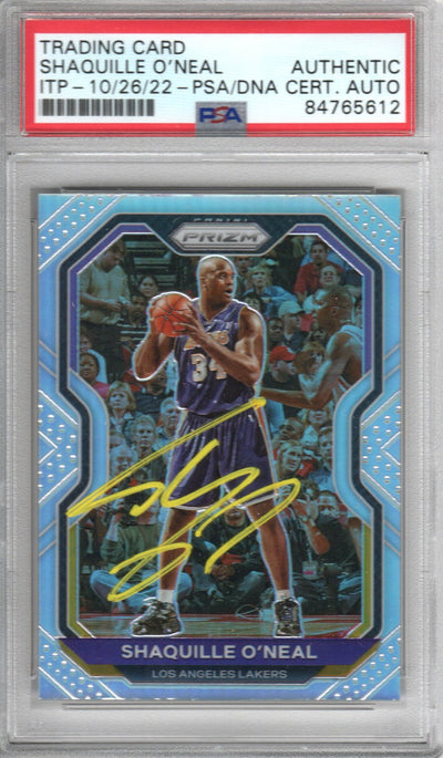 Shaquille O'Neal Autographed Lakers Encapsulated 2020-21 Panini Prizm Trading Card No. 207 PSA ITP 84765612