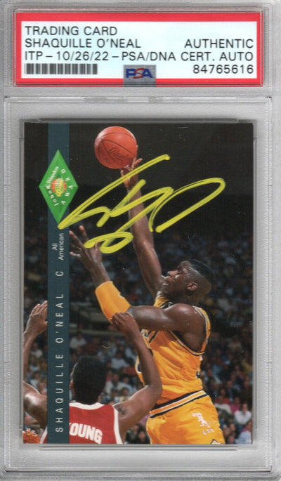 Shaquille O'Neal Autographed LSU Tigers Encapsulated 1992 Classic John Wooden Award Trading Card #318 PSA ITP 84765616