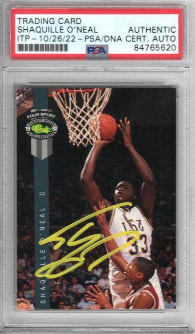 Shaquille O'Neal Autographed LSU Tigers Encapsulated 1992 Classic Draft Pick Four Sport Trading Card #1 PSA ITP 84765620