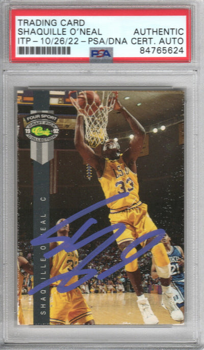 Shaquille O'Neal Autographed LSU Tigers Encapsulated 1992 Classic Draft Pick Four Sport Trading Card #PR1 PSA ITP 84765624