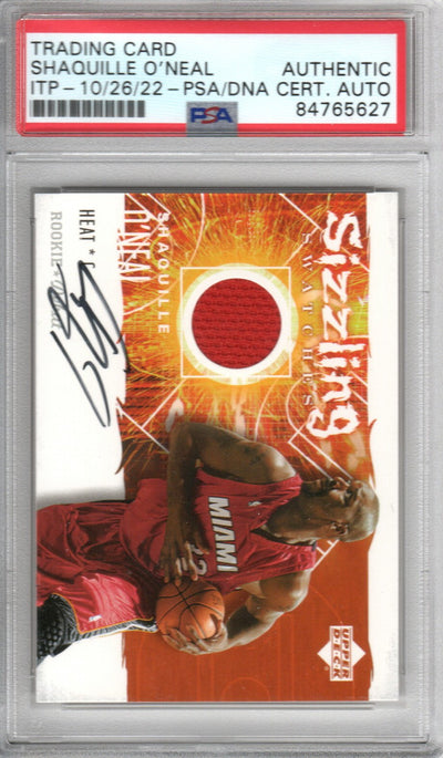 Shaquille O'Neal Autographed Miami Heat Encapsulated 2005/06 Upper Deck Sizzling Swatches Trading Card PSA ITP 84765627