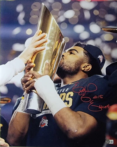 Ezekiel Elliott Autographed OSU Ohio State Buckeyes 2015 National Champion 16x20 Photo Beckett Witnessed