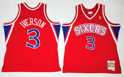 Allen Iverson Autographed Philadelphia 76ers Red 96-97 Mitchell & Ness Swingman Jersey Beckett Witnessed