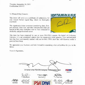 Arnold Palmer Autographed Masters Garden Flag PSA/DNA Authenticated 205172