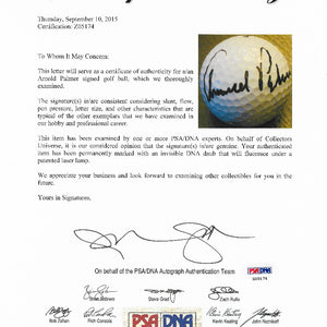 Arnold Palmer Autographed Wilson Golf Ball PSA Authenticated 205174
