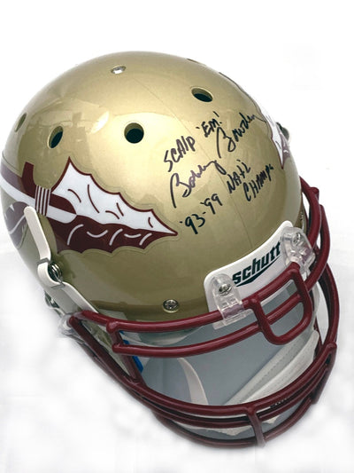 Bobby Bowden Autographed Florida State Seminoles Schutt Authentic Helmet W/ Scalp 'Em & Natl Champs Beckett Witness