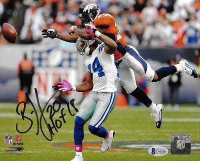 Brian Dawkins Autographed Denver Broncos 8x10 Photo W/ HOF 18 Beckett Witnessed