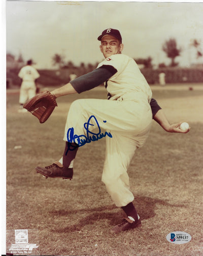 Clem Labine Autographed Brooklyn Dodgers 8x10 Photo Beckett Authenticated
