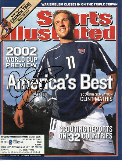 Clint Mathis Autographed USA World Cup Soccer Sports Illustrated 2002 World Cup Preview 5/27/02 Beckett Authenticated