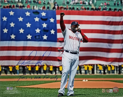 David Ortiz Autographed Boston Red Sox 16x20 Photo W/ This is Our F'N City Beckett Witnessed