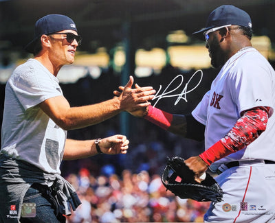 David Ortiz Autographed Boston Red Sox with Tom Brady 16x20 Photo Beckett Witnessed