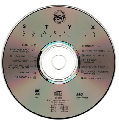 Dennis Deyoung Autographed Styx Classics Vol. 15 CD Cover with Disc Beckett Authenticated