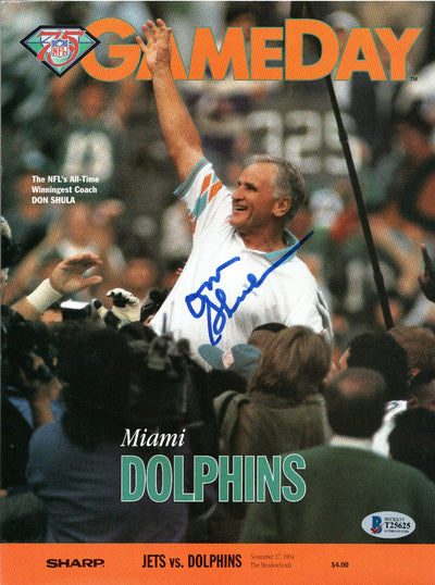Don Shula Autographed New York Jets vs. Miami Dolphins Game Day 11/27/94 Fake Spike Game Beckett Authenticated