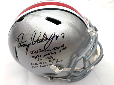 Dwayne Haskins Autographed Ohio State Buckeyes Riddell Speed Replica Helmet W/OSU Season Records Beckett Witness