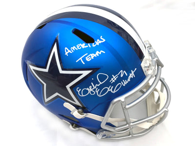 Ezekiel Elliott Autographed Dallas Cowboys Riddell Blaze Speed Replica Helmet W/Americas Team Beckett Witnessed
