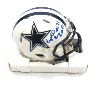 Ezekiel Elliott Autographed Dallas Cowboys Flat Matte White Mini Helmet Beckett Witnessed