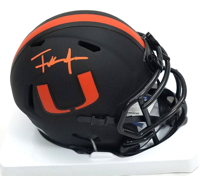 Frank Gore Autographed Miami Hurricanes UM Riddell Eclipse Mini Helmet Beckett Witnessed