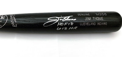 Jim Thome Autographed Louisville Slugger Game Model Bat W/HOF 18 and 612 HR Block Indians Phillies White Sox Twins Beckett Witnessed