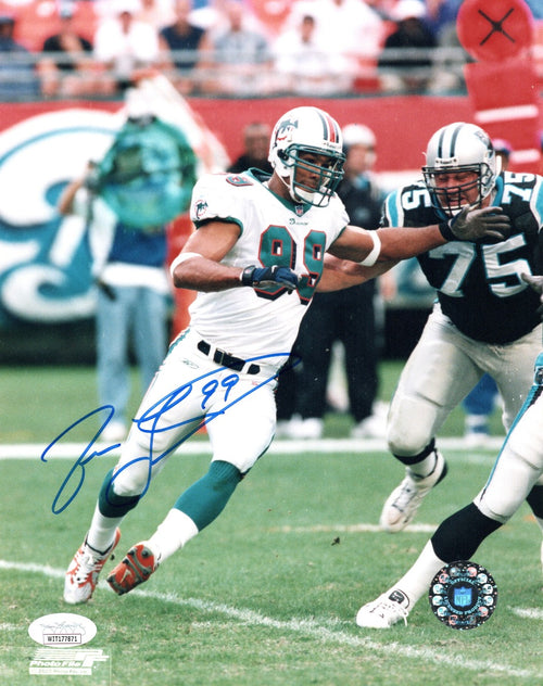 Jason Taylor Autographed Miami Dolphins 8x10 Photo JSA Witnessed