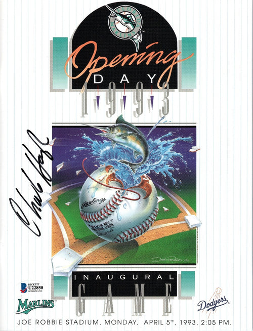 Charlie Hough Autographed Florida Marlins 1993 Opening Day Inaugural G -  Famous Ink