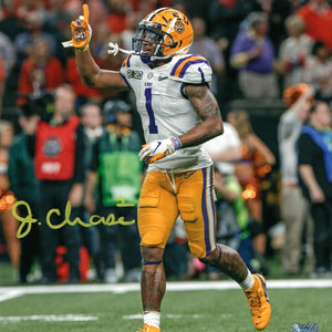 Ja'Marr Chase Autographed LSU Tigers 8x10 2020 National Championship Game Photo Beckett Witnessed
