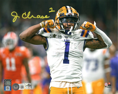Ja'Marr Chase Autographed LSU Tigers 8x10 Photo Beckett Witnessed 2020 National Championship