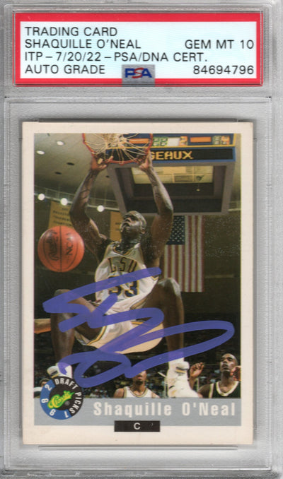 Shaquille O'Neal Autographed LSU Tigers Encapsulated 1992 Classic Rookie Trading Card #11 PSA/DNA AUTO GRADE GEM MT 10 84694796