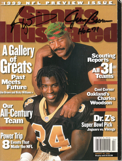 Jim Brown & Ricky Williams Autographed Cleveland Browns 1999 NFL Preview Sports Illustrated 8/30/99 W/ HOF 71 Beckett