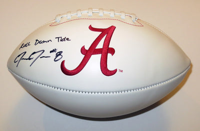 Josh Jacobs Autographed Alabama Crimson Tide Logo Football W/ Roll Damn Tide Beckett Witnessed