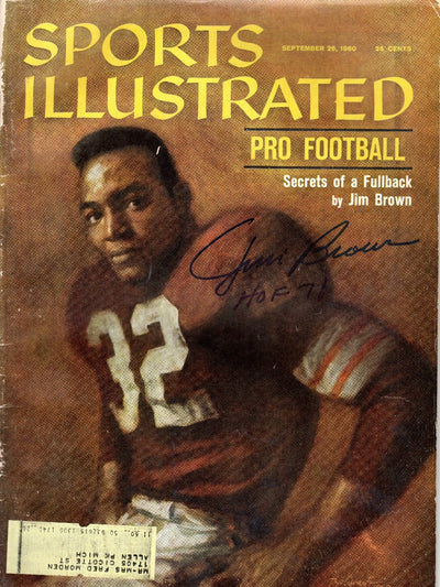 Jim Brown Autographed Cleveland Browns Sports Illustrated 9/26/60 W/ HOF 71 JSA Witnessed WP085686