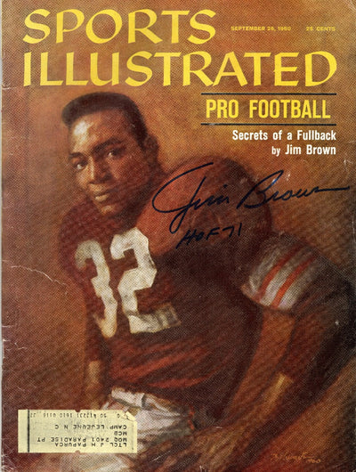 Jim Brown Autographed Cleveland Browns Sports Illustrated 9/26/60 W/ HOF 71 JSA Witnessed WP085687