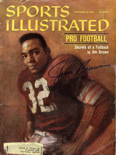 Jim Brown Autographed Cleveland Browns Sports Illustrated 9/26/60 W/ HOF 71 JSA Witnessed WP085689