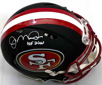 Joe Montana Autographed San Francisco 49ers Riddell Matte Flat Black Speed Authentic Helmet W/HOF 2000 Beckett Witness