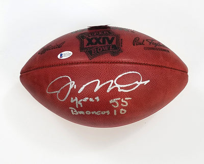 Joe Montana Autographed San Francisco 49ers Super Bowl XXIV Football W/ 49ers 55 Broncos 10 Beckett Witnessed