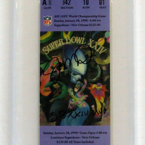 Joe Montana Autographed San Francisco 49ers Super Bowl XXIV Encapsulated Ticket Stub W/ SB XXIV MVP PSA/DNA Graded NM MT 8
