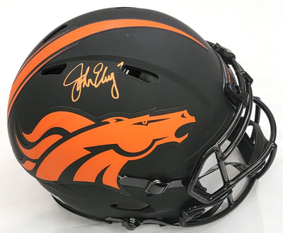 John Elway Autographed Denver Broncos Riddell Eclipse Authentic Helmet Beckett Witnessed