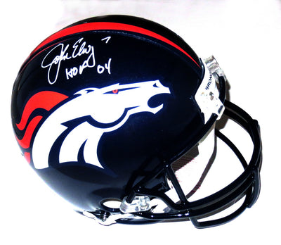 John Elway Autographed Denver Broncos Riddell Authentic Pro Line Helmet W/HOF 04 Beckett Witnessed