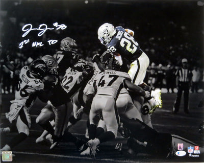 Josh Jacobs Autographed Oakland Las Vegas Raiders Spotlight 16x20 W/ 1st NFL TD Beckett Witnessed