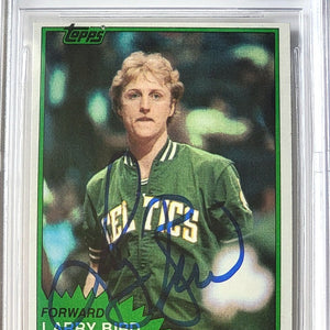 Larry Bird Autographed Boston Celtics Encapsulated 1981 Topps Trading Card Auto Graded 10 Beckett Authenticated