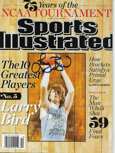 Larry Bird Autographed Boston Celtics Sports Illustrated 3/6/13 Beckett Witnessed
