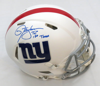 Lawrence Taylor Autographed New York Giants Riddell Matte White Speed Authentic Helmet W/ Top 100 Team Beckett Witness