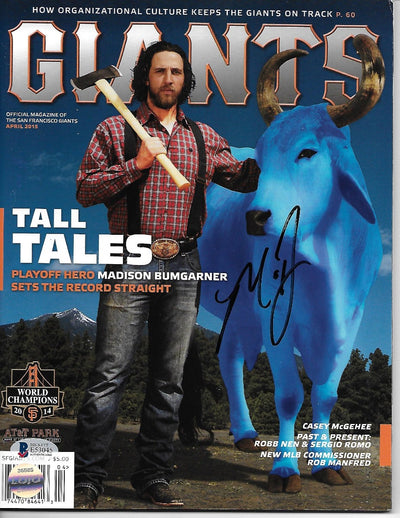 Madison Bumgarner Autographed San Francisco Giants Magazine April 2015 Beckett Authenticated