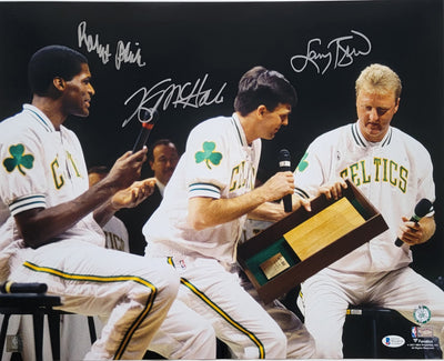 Larry Bird Kevin McHale Robert Parish Autographed Boston Celtics 16X20 Photo Beckett Witnessed