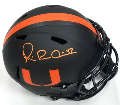 Michael Irvin Autographed Miami Hurricanes Riddell Replica Eclipse Helmet Beckett Witnessed