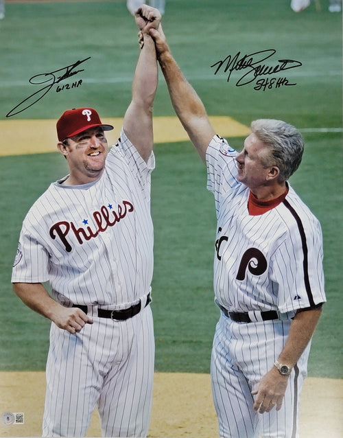 Jim Thome & Mike Schmidt Autographed Philadelphia Phillies 16x20 Photo W/  612 HR / 548 HR Beckett Witnessed