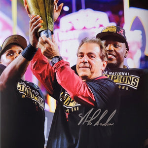 Nick Saban Autographed Alabama Crimson Tide National Champion 11x14 Photo Beckett Witnessed
