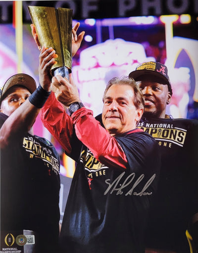 Nick Saban Autographed Alabama Crimson Tide National Champion 11x14 Photo Beckett Witnessed