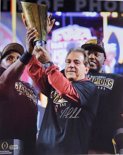 Nick Saban Autographed Alabama Crimson Tide National Champion 16x20 Photo Beckett Witnessed