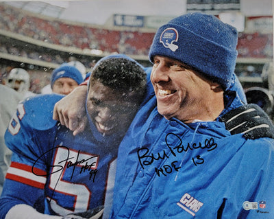 Bill Parcells & Lawrence Taylor Autographed New York Giants 16x20 Photo W/ Parcells HOF 13 & Taylor HOF 99 Beckett Witnessed