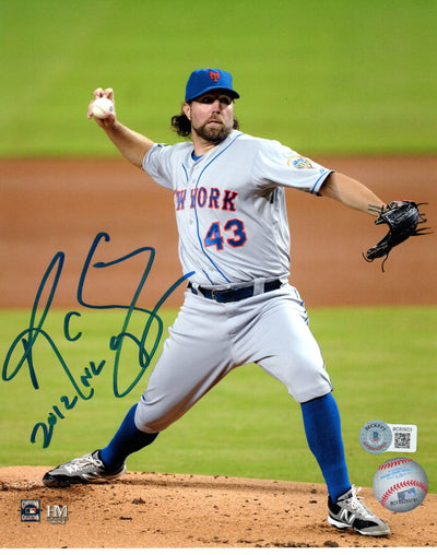 R.A. Dickey Autographed New York Mets 8x10 Photo W/ 2012 CY Young Beckett Authenticated